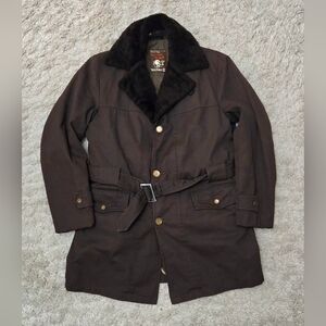 VTG 80s Deacon Brothers Waterfowl Down Down Lined Belted Coat L/XL